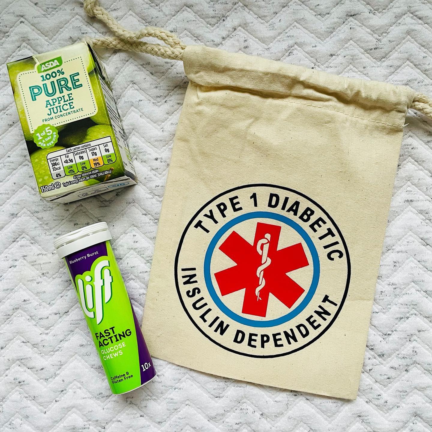 Type 1 Diabetic, Insulin Dependent Hypo Bag