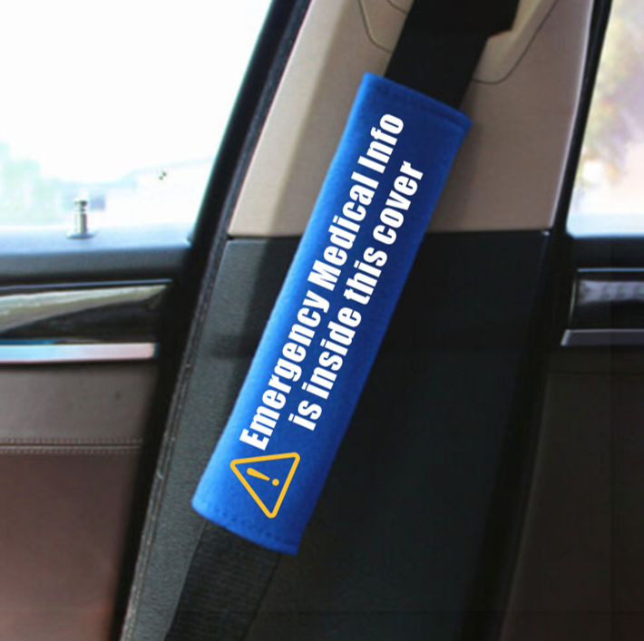 Emergency Medical Info Seat Belt Cover