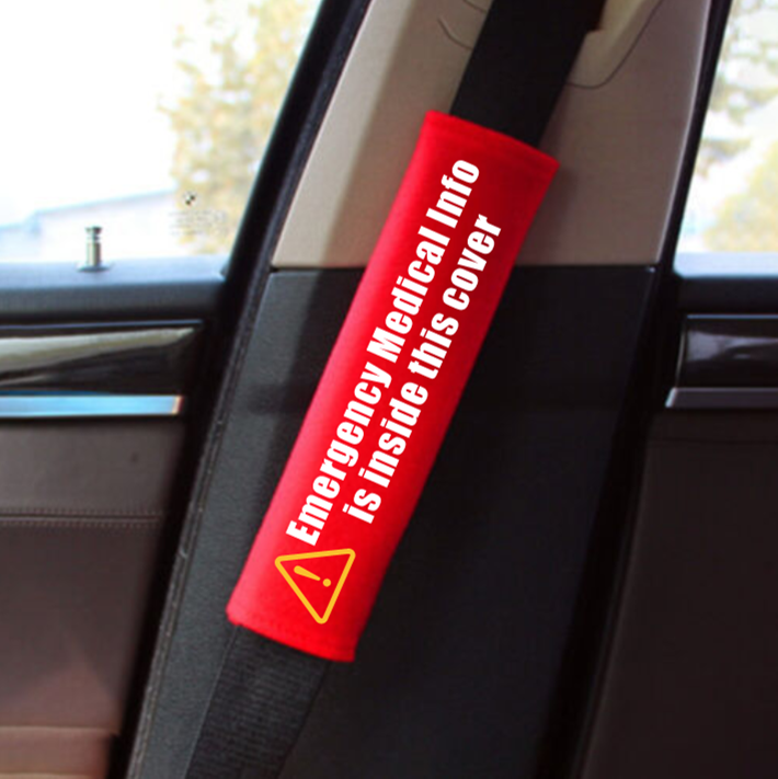 Emergency Medical Info Seat Belt Cover