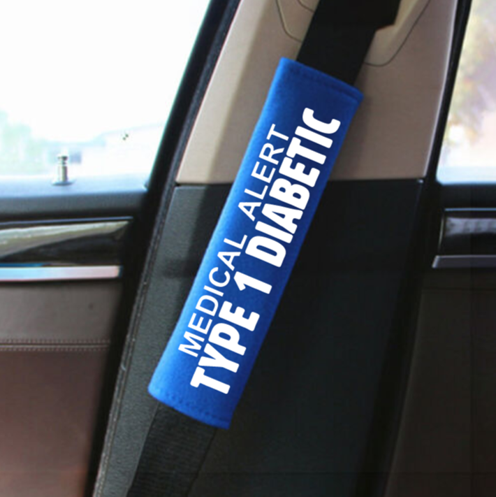 Medical Alert Type 1 Diabetic Seat Belt Cover