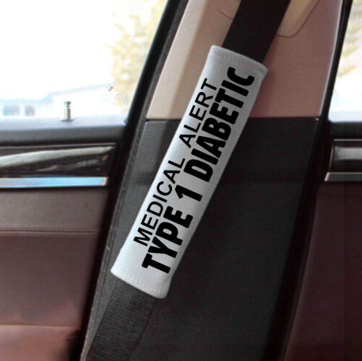 Medical Alert Type 1 Diabetic Seat Belt Cover