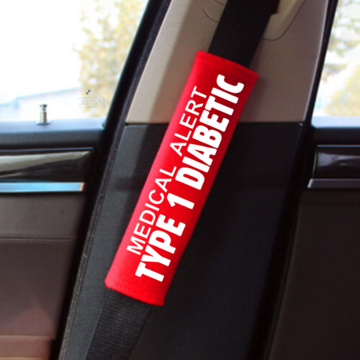 Medical Alert Type 1 Diabetic Seat Belt Cover